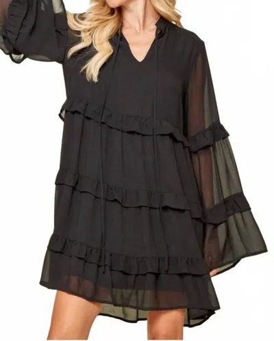 Andree By Unit Daphne Long Sleeve Mini Dress In Black