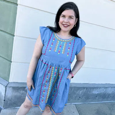 Andree By Unit Denim Babydoll Dress In Blue