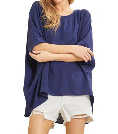 Andree By Unit Dolman Sleeve Poncho Style Top In Navy In Blue
