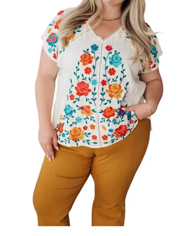 Andree By Unit Embroidered Blouse Shirt In White
