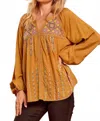 Andree By Unit Embroidered Lace Blouse In Mustard In Yellow