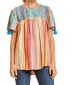 Andree By Unit Embroidered Serape Babydoll Top In Multi In Multi