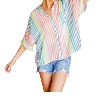 Andree By Unit End Of The Rainbow Striped Shirt In Multi Color