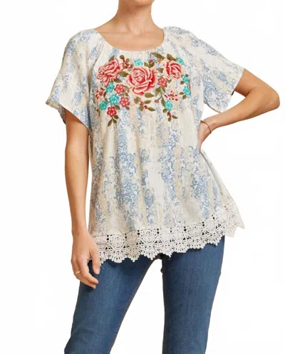 Andree By Unit Endless Summer Short Sleeve Top In White/blue