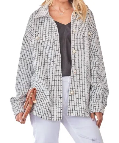 Andree By Unit Fall For You Tweed Shacket In Ivory/black In Multi