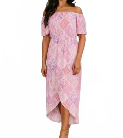 Andree By Unit Feminine Floral Off The Shoulder Midi Dress In Pink