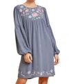 Andree By Unit Floral Embroidered Babydoll Dress In Blue In Blue