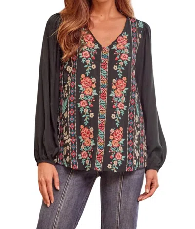 Andree By Unit Floral Embroidered Blouse In Black