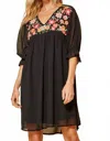 Andree By Unit Floral Embroidered Dress In Black In Black