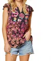 Andree By Unit Floral Embroidered Top In Black Multi In Multi