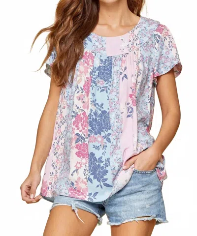 Andree By Unit Floral Flutter Sleeve Blouse In Multicolor In Black