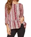 Andree By Unit Floral Print Peplum Blouse In Wine/pink/ivory In Multi