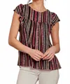 Andree By Unit Flutter Sleeve Babydoll Blouse In Multi In Multi