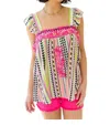 Andree By Unit Francesca Embroidered Top In Pink In Multi