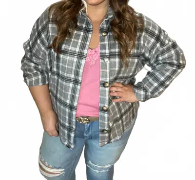 Andree By Unit Fringe Detail Plaid Jacket In Heather Gray In Multi