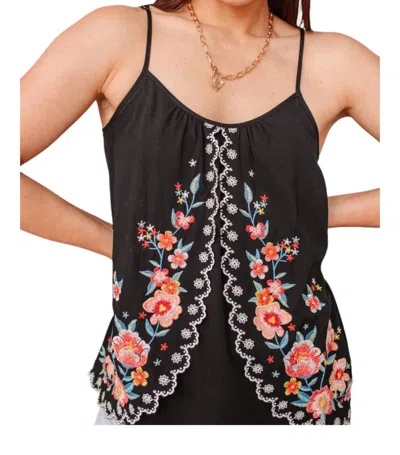 Andree By Unit Garden Picnics Embroidered Tank In Black