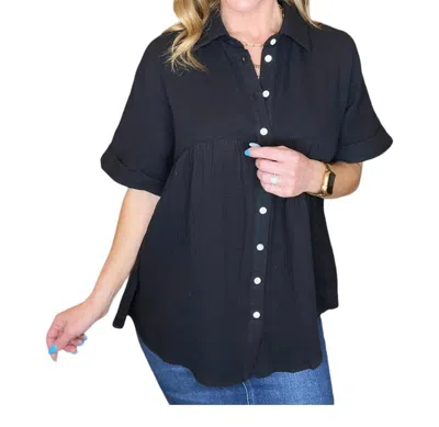 Andree By Unit Gauze Babydoll Blouse In Black
