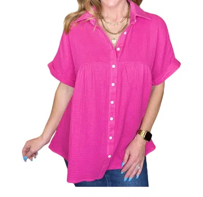 Andree By Unit Gauze Babydoll Blouse In Hot Pink