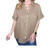 Andree By Unit Gauze Babydoll Blouse In Mocha In Brown