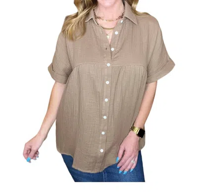 Andree By Unit Gauze Babydoll Blouse In Mocha In Brown