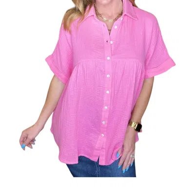 Andree By Unit Gauze Babydoll Blouse In Pink Cosmos In Multi