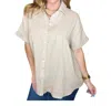 Andree By Unit Gauze Babydoll Blouse In Taupe In Grey