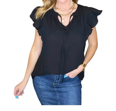 Andree By Unit Gauze Keyhole Neckline Blouse In Black