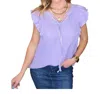 Andree By Unit Gauze Keyhole Neckline Blouse In Lavender In Purple