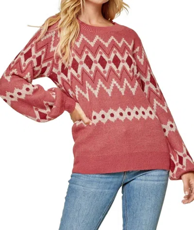 Andree By Unit Geometric Sweater In Marsala In Multi