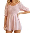 Andree By Unit Gingham Printed Romper In Blush In Pink