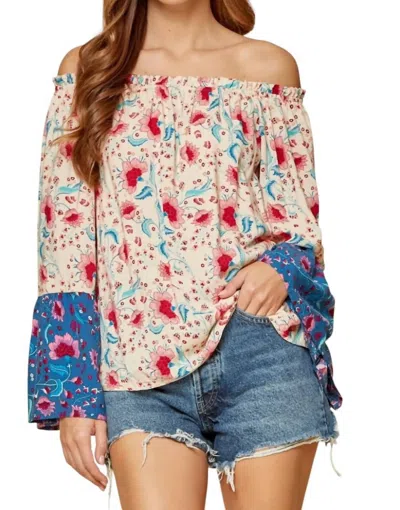 Andree By Unit Give You My All Blouse In Cream Multi In Pink