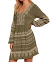 Andree By Unit Go For It Embroidered Dress In Moss In Pink