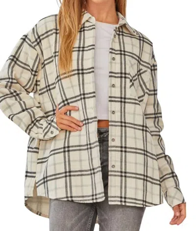 Andree By Unit Hand In Hand Plaid Shacket In Ivory/black In Multi