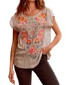 Andree By Unit Hang On To You Embroidered Top In Ivory Multi In White