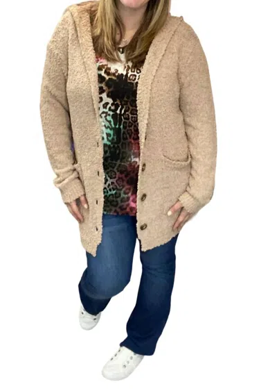 Andree By Unit Hooded Popcorn Cardigan - Plus In Mocha In Brown
