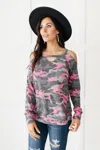 Andree By Unit Hot Camo Cold Shoulder Top In Grey In Grey
