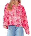 Andree By Unit How The Story Goes Paisley Shacket In Hot Pink/coral In Multi