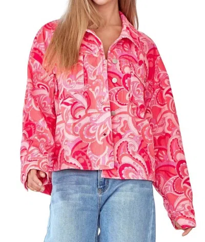 Andree By Unit How The Story Goes Paisley Shacket In Hot Pink/coral In Multi