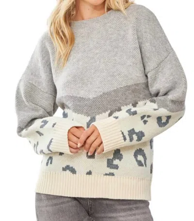 Andree By Unit In Your Head Animal Print Sweater In Grey In Gray