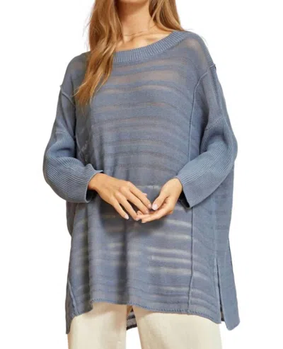 Andree By Unit It's Worth It Tunic Sweater In Blue In Gray