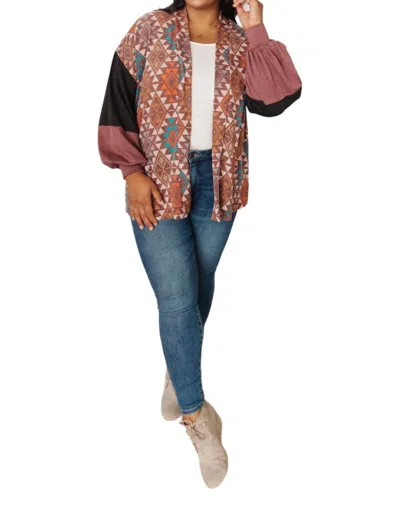 Andree By Unit Jessie Mixed Print Cardigan In Brown