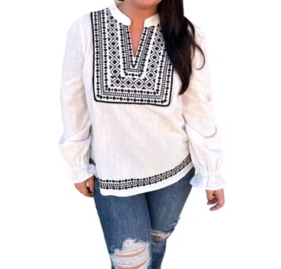 Andree By Unit Judy Geometric Embroidered Top In Ivory In White