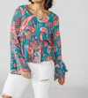 ANDREE BY UNIT JUNO PAISLEY BLOUSE IN TEAL AND PINK