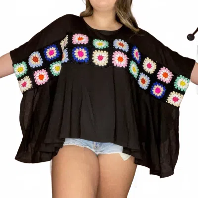 Andree By Unit Kira Crochet Top In Black Multi