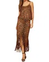 Andree By Unit Leopard Fringe Skirt In Brown In Brown