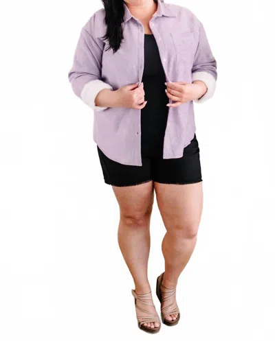 Andree By Unit Light Fleece Lined Shacket In Shimmering Violet In Multi