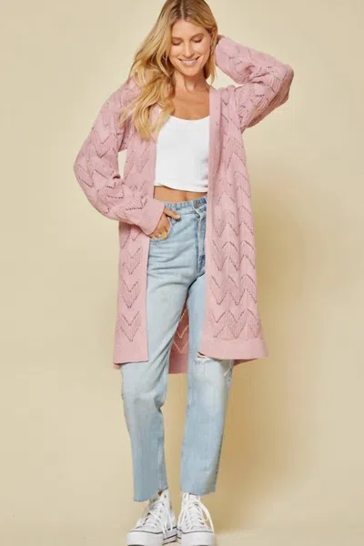 Andree By Unit Lightweight Sweater Cardigan In Blush Pink