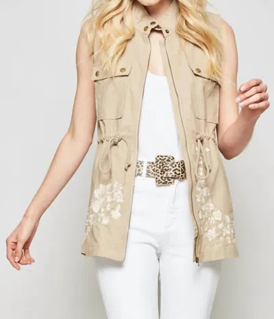 Andree By Unit Linen Vest With Embroidered Details In Mocha In Brown