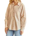 Andree By Unit Living Our Best Life Button Down Top In Beige In Beige