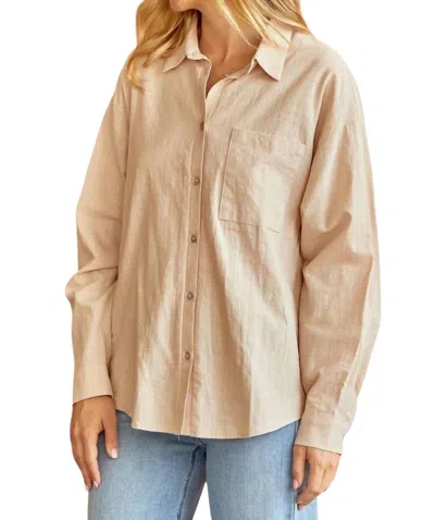 Andree By Unit Living Our Best Life Button Down Top In Beige In Neutral